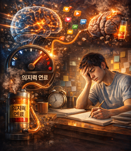 의지력 연료가 떨어져요.